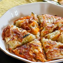 玉ねぎとかぼちゃのカリカリチーズ焼き
