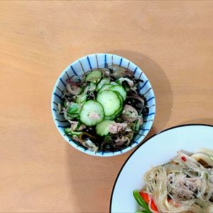 かおちゃんの作ってみた!投稿(きゅうりとオクラとツナと香味野菜のさっぱり塩昆布和え)