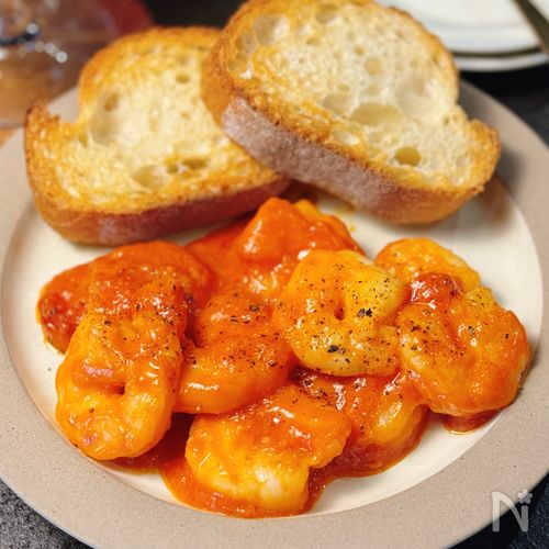 【エビのトマトクリームソテー】ケチャップで手軽においしい♡