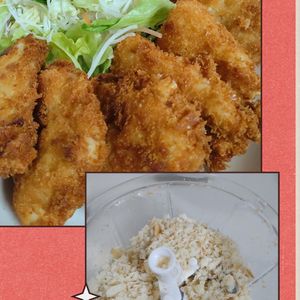 ゆみの作ってみた!投稿(鶏むね1枚で4人分?!簡単チキンカツ。)