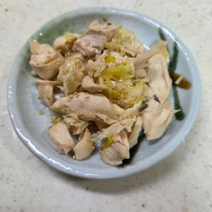 権兵衛の作ってみた!投稿(レンジで簡単♪ねぎたっぷり【ささみの香味あえ】)