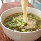 トロトロ芽かぶ汁のオクラ卵とじにゅうめん