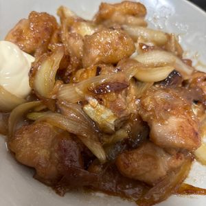 ちちちの作ってみた!投稿(行列のできる定食屋さんの🍚鶏のとろとろ生姜焼き定食🤩💖)