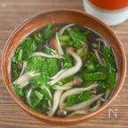 捨てるなんてもったいない！大根の葉としめじの中華風スープ