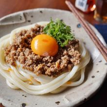 レンジで簡単！肉味噌うどん