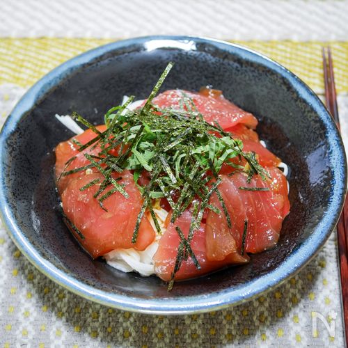 シャキシャキ食感のマグロの漬け山かけ