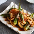 『オクラと蓮根 ポン酢でさっぱり焼き浸し』焼いて漬け込むだけ