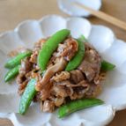 豚こまとスナップエンドウのオイマヨ炒め
