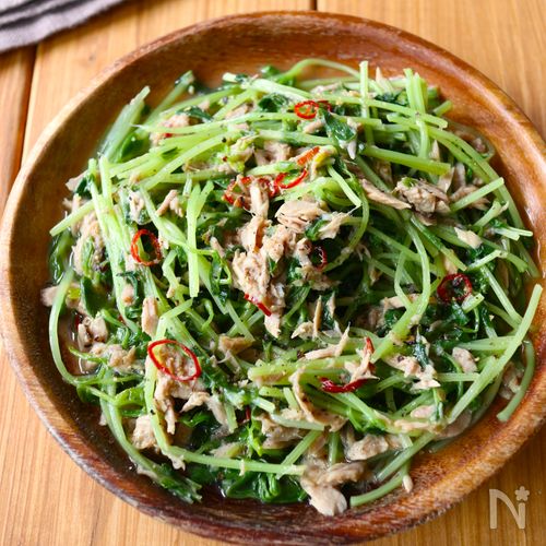 レンジで5分!【豆苗とツナのぺペロン風】栄養満点副菜♩