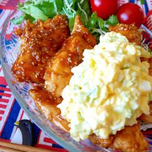 揚げずにチキン南蛮風照り焼き 簡単手間抜きタルタルのせ
