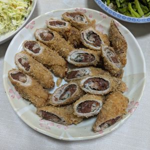 ぴょん吉の作ってみた!投稿(さっぱり食べれる揚げ物レシピ♡『梅しそミルフィーユカツ』)