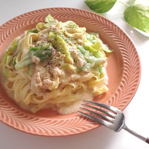 とのちゃまの作ってみた!投稿(包丁不要フライパンひとつで絶品♡【ツナの濃厚クリームパスタ】)