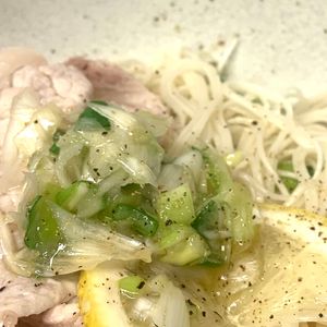 smkcの作ってみた!投稿(ごま油香るぶっかけ！【ネギ塩レモンの豚しゃぶそうめん】)