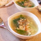 春レタスと焦がし桜エビの味わいスープ