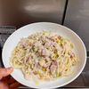 ケの作ってみた!投稿(めちゃ旨！！『キャベツとベーコンのツナクリームパスタ』)