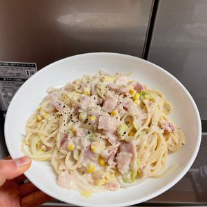 ケの作ってみた!投稿(めちゃ旨！！『キャベツとベーコンのツナクリームパスタ』)