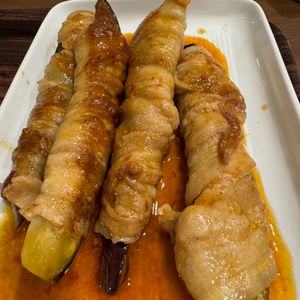 ミナの作ってみた!投稿(レンジで簡単！なすの肉巻き〜旨ポンだれ〜)