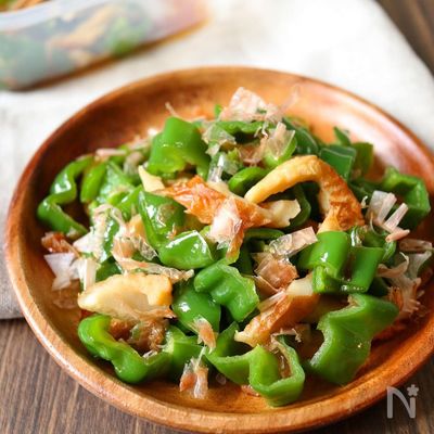 レンジで5分!【ちくわとピーマンのおかか和え】