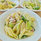 【春キャベツとスナップエンドウのスープパスタ】春野菜を満喫！