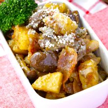 あと１品に💛レンジで５分♪ベーコンきのこのカレーポテト