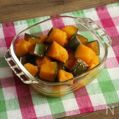【かぼちゃのうま塩バター】素材のうま味！レンジで簡単常備菜。