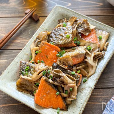 『定番メニューにおすすめ!!』鮭とまいたけのめんつゆバター♪