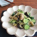 簡単☆さっぱり和総菜◎みょうがとなすときゅうりの塩炒め