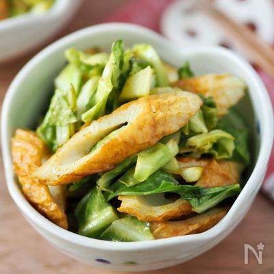 【ちくわとキャベツのマヨカレー炒め】食欲そそる簡単副菜♩