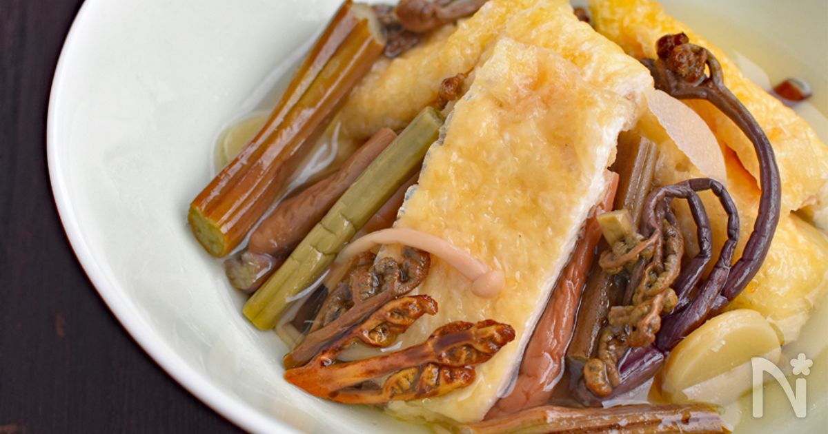 簡単時短ヘルシー 山菜水煮と油揚げの白だし煮 By 簡単料理研究家 服部みどり レシピサイト Nadia ナディア プロの料理家のおいしい レシピ