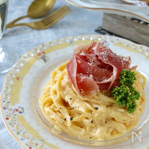ヘルシー＊冷製カルボナーラ（生クリーム＆牛乳不使用）