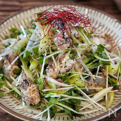 じゅわっとごま油の『旨ねぎ塩すだちサバ』水煮缶で5分おつまみ