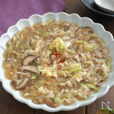 【じんわり優しい】キャベツたっぷり豚ひき肉と春雨のうま煮