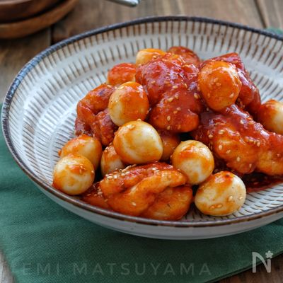 ＊うずらの卵入り揚げないヤンニョムチキン＊