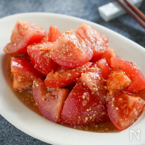 材料１つ和えるだけ♪『トマトの胡麻和え』1分副菜