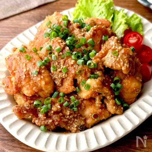ポン酢で簡単♪【鶏むね肉のごまポン唐揚げ】