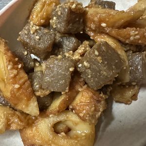 856908の作ってみた!投稿(地味にうまい!\こんにゃくとちくわのごま味噌煮/)