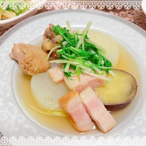 にゃ〜むずの作ってみた!投稿(大根とさつまいも《ごろっと野菜♡ポトフ風スープ》)