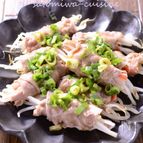 【もやしカニカマの豚肉巻きレンジ蒸し】程よい食感と旨味が絶品