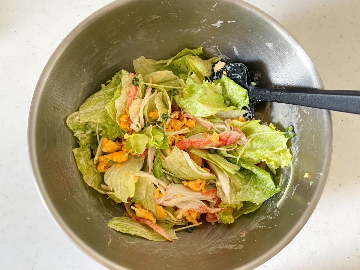 カニたまレタスの辛子マヨサラダ | レシピサイトNadia