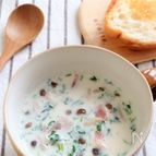 レンジで3分！きのことルッコラのミルクスープ