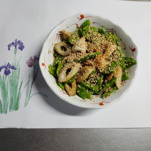 1233285の作ってみた!投稿(簡単！さやえんどうと竹輪の胡麻和え【作り置き＊お弁当にも】)