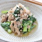 小松菜と豚肉のめんつゆ梅風味炒め