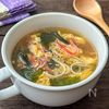 3分で作れる♪【卵とかにかまのわかめスープ】