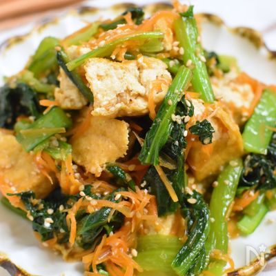 包丁不要♩レンジでOK【厚揚げと小松菜の煮びたし】