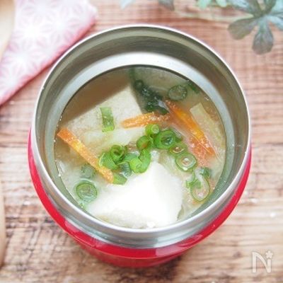 【スープジャー】高野豆腐とやさいの豆乳みそ汁