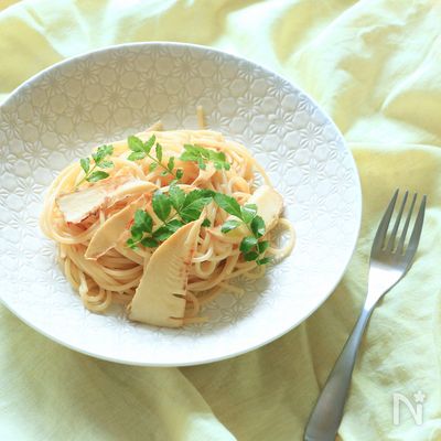 たけのこと山椒の和風スパゲティ