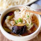 茄子と豚肉の旨だれそうめん