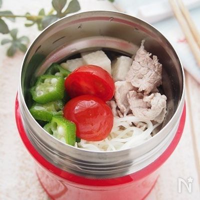 【スープジャー】おくらと豚肉のそうめん