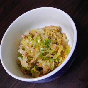 葉名の作ってみた!投稿(【キャベツのレンジ蒸しツナサラダ】たっぷりキャベツ消費♬︎)