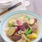 フライパンで簡単炒め煮♪豚肉とさつまいもの煮物